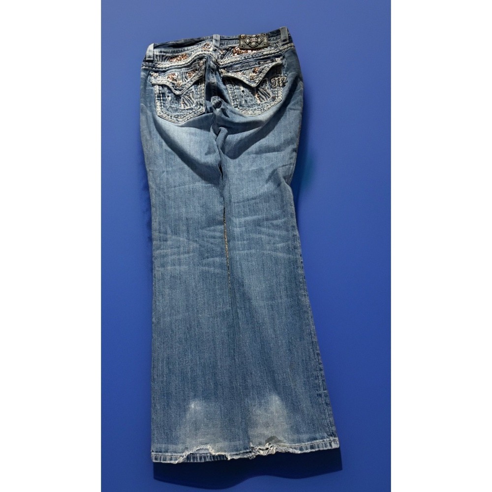 Miss Me Jeans Womens 29 Bootcut Flare Leopard Sequin Embellished Medium Wash - Picture 8 of 12